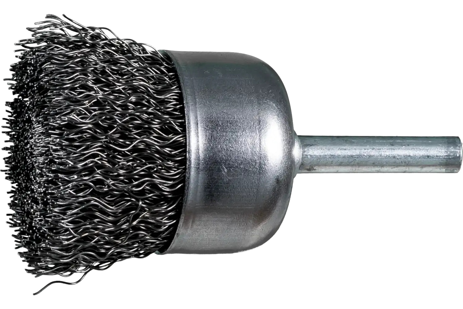 Picture of Pferd Crimped Mounted Cup Brush 1-1/4" Dia. .014 Carbon Steel 1/4" Shank